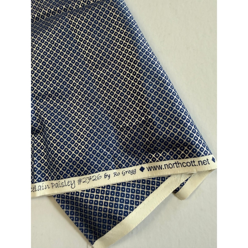 Northcott Fabric Geometric Fabric #2726 Blue Silver Metallic Cotton 42"x37"